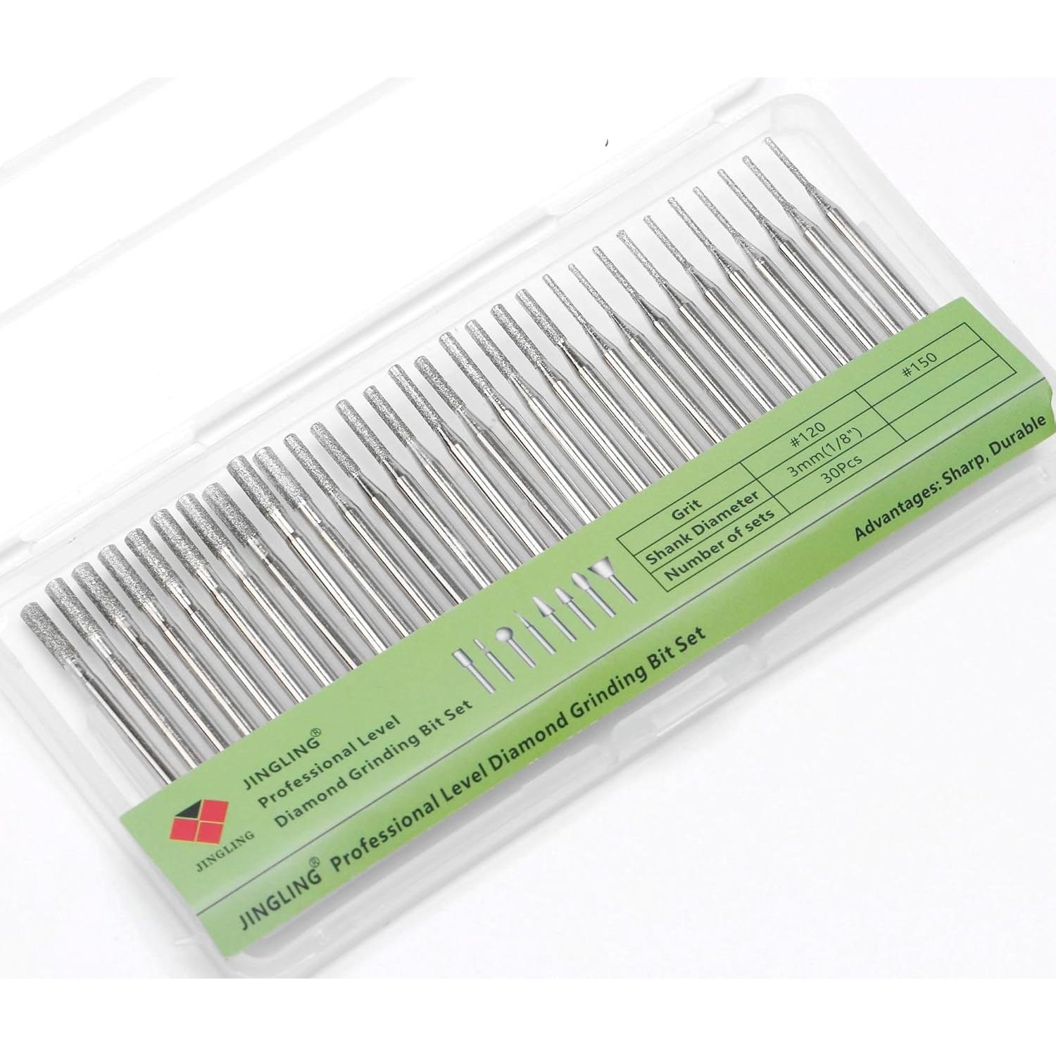 Kit de Brocas de Diamante JINGLING 1-2-3mm para Dremel 30Pcs