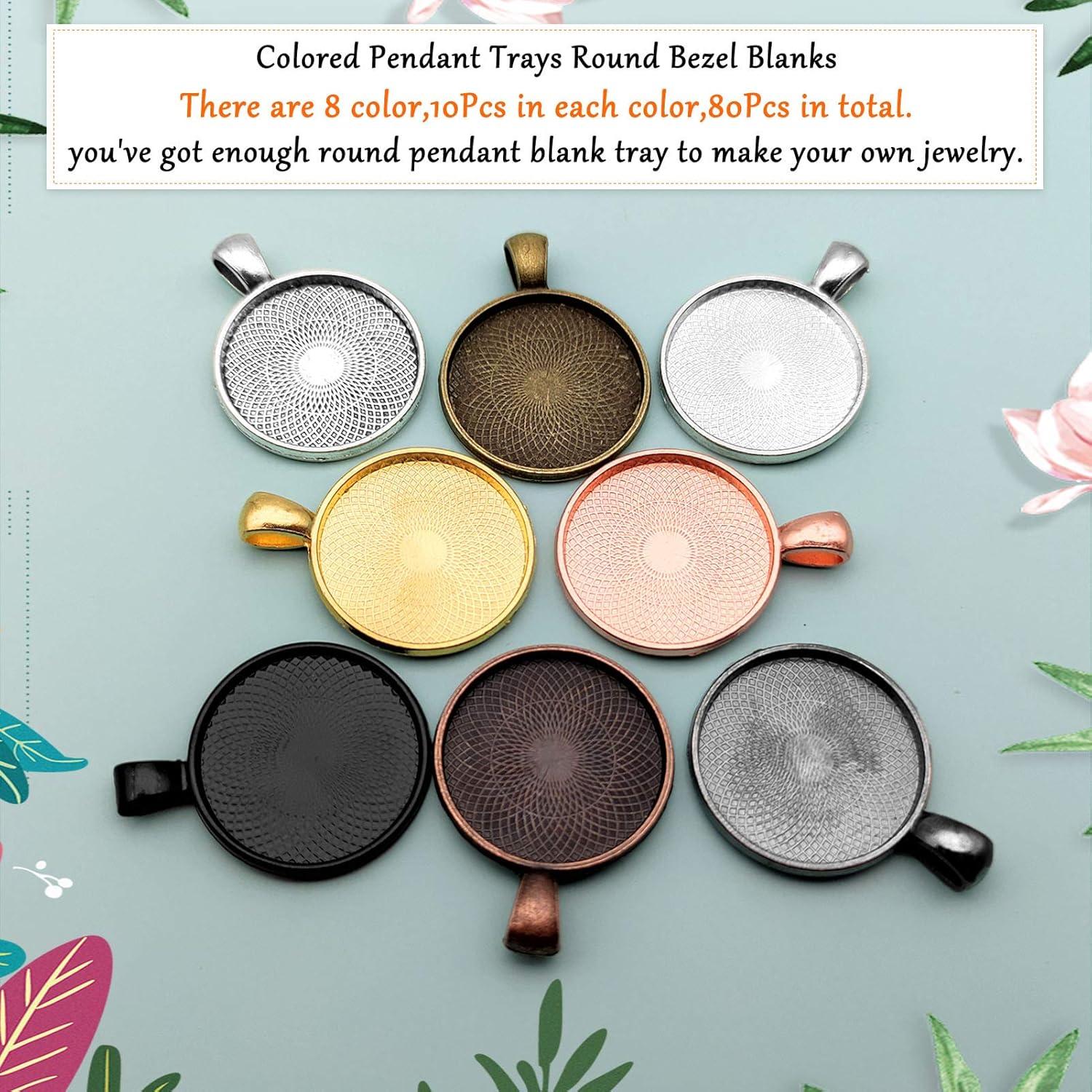 80 Piezas Bandejas Redondas Bezel Oubaka 25mm 8 Colores