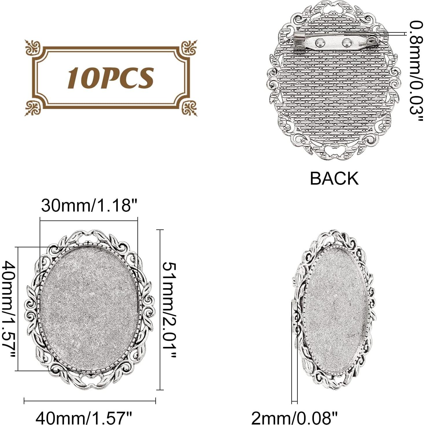 Kit 10 Broches Ovalados PH PandaHall Aleación 4x3cm DIY