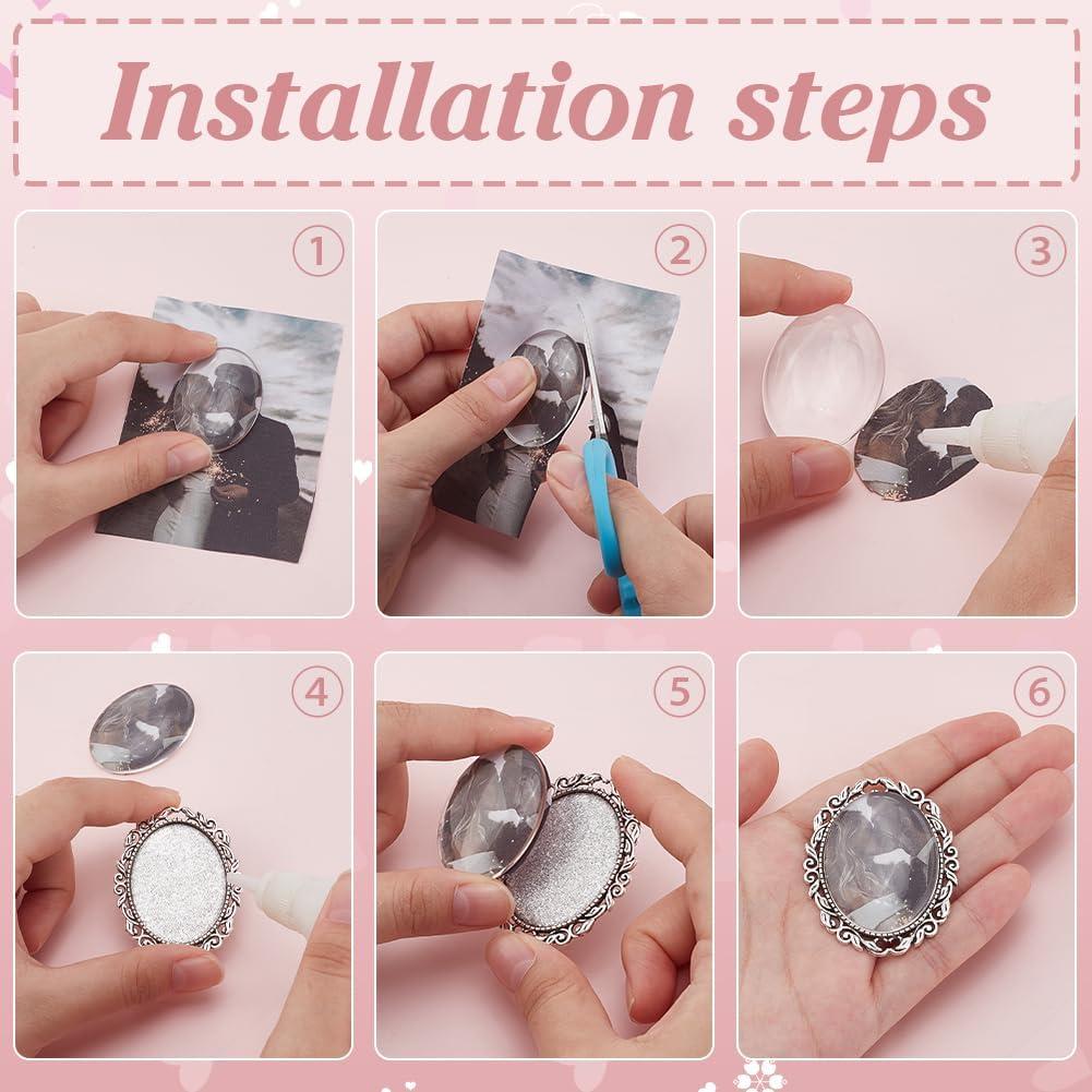 10 Sets Broche Cabochon Ovalado PH PandaHall 51x40 mm Plata