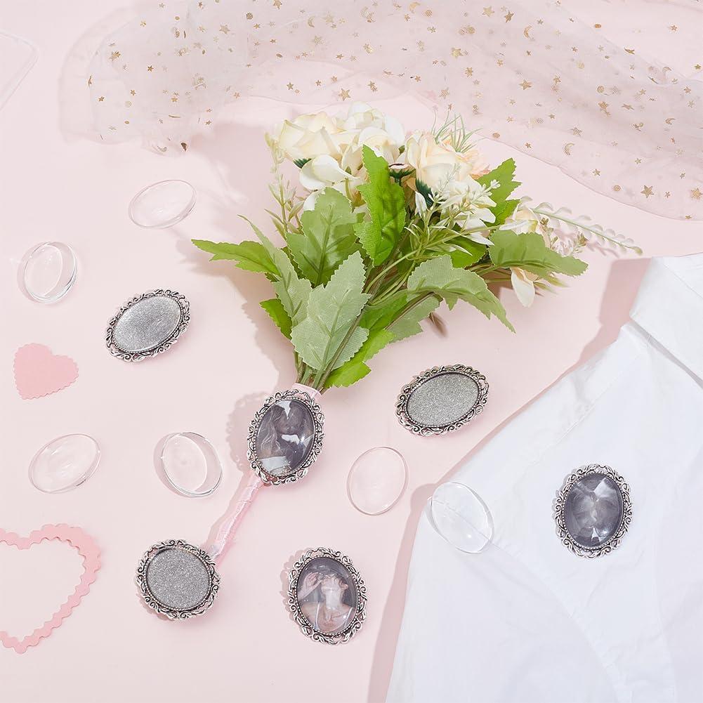10 Sets Broche Cabochon Ovalado PH PandaHall 51x40 mm Plata