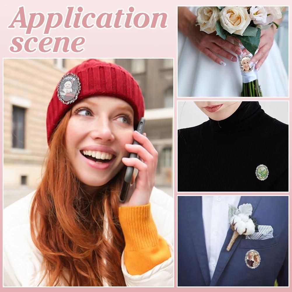 10 Sets Broche Cabochon Ovalado PH PandaHall 51x40 mm Plata