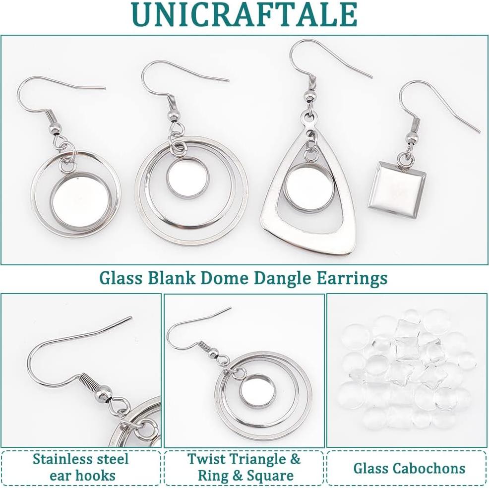 Aretes Colgantes de Domo de Vidrio UNICRAFTALE 12 Pares DIY