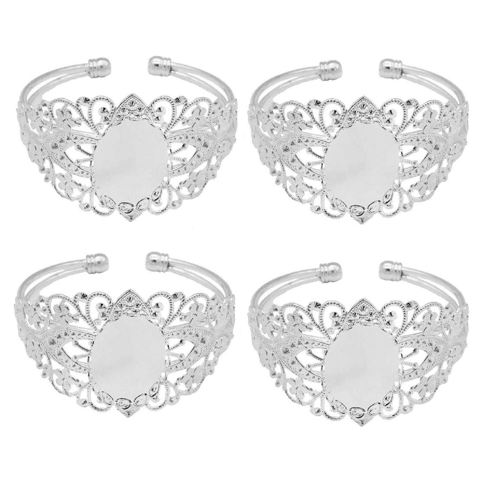 Bandeja de Filigrana Ovalada MIAO JIN 4 Pcs 25x18mm DIY