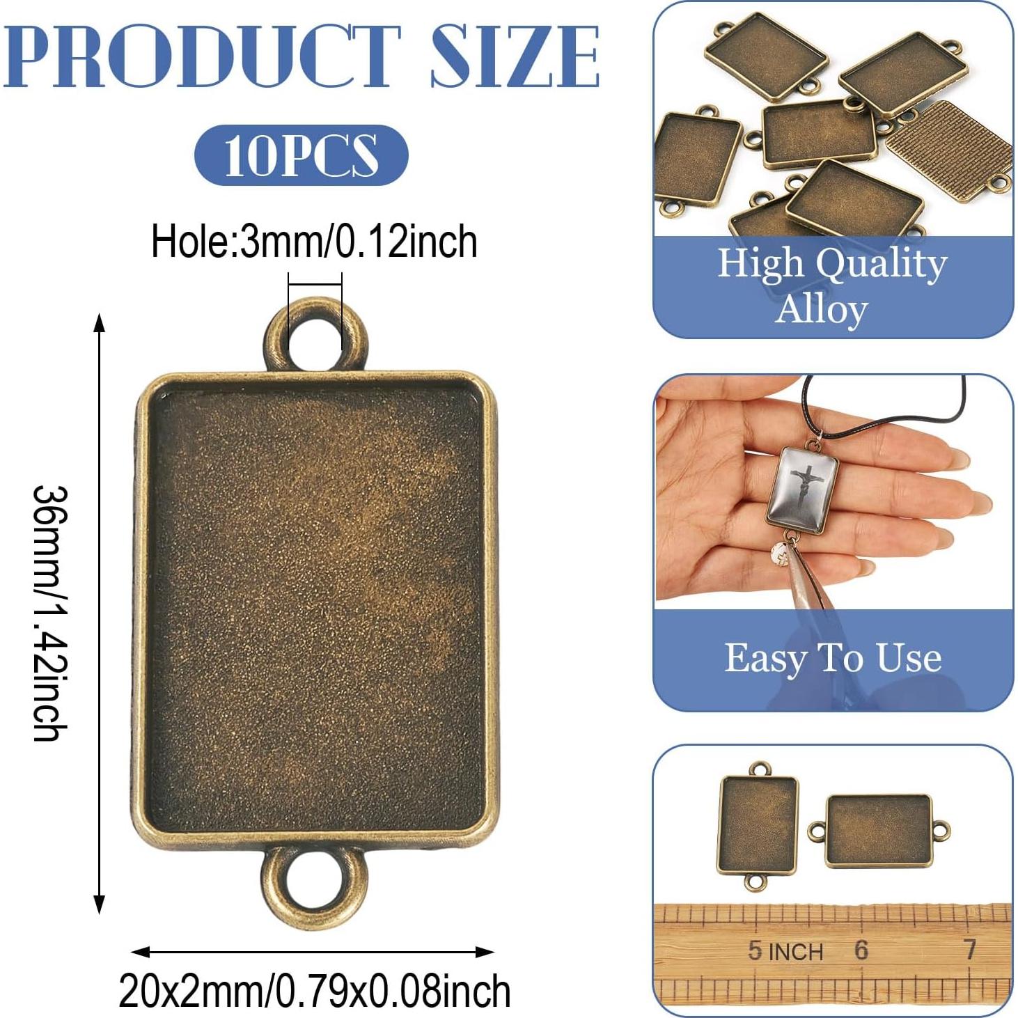 10 Piezas Bezel de Bronce Antiguo 18x25mm PH PandaHall