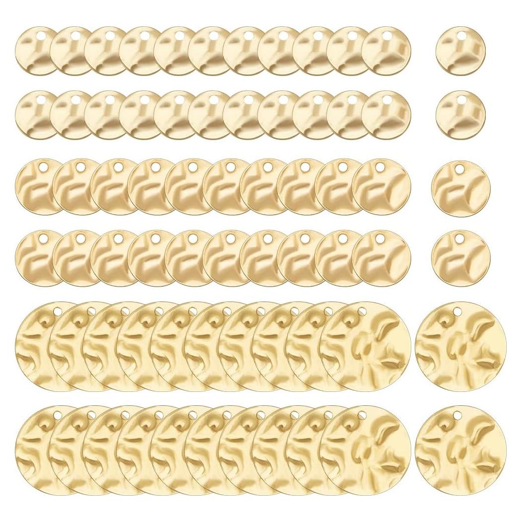 120 Encantos de Monedas Doradas WEBEEDY para Joyería 8mm 10mm 16mm
