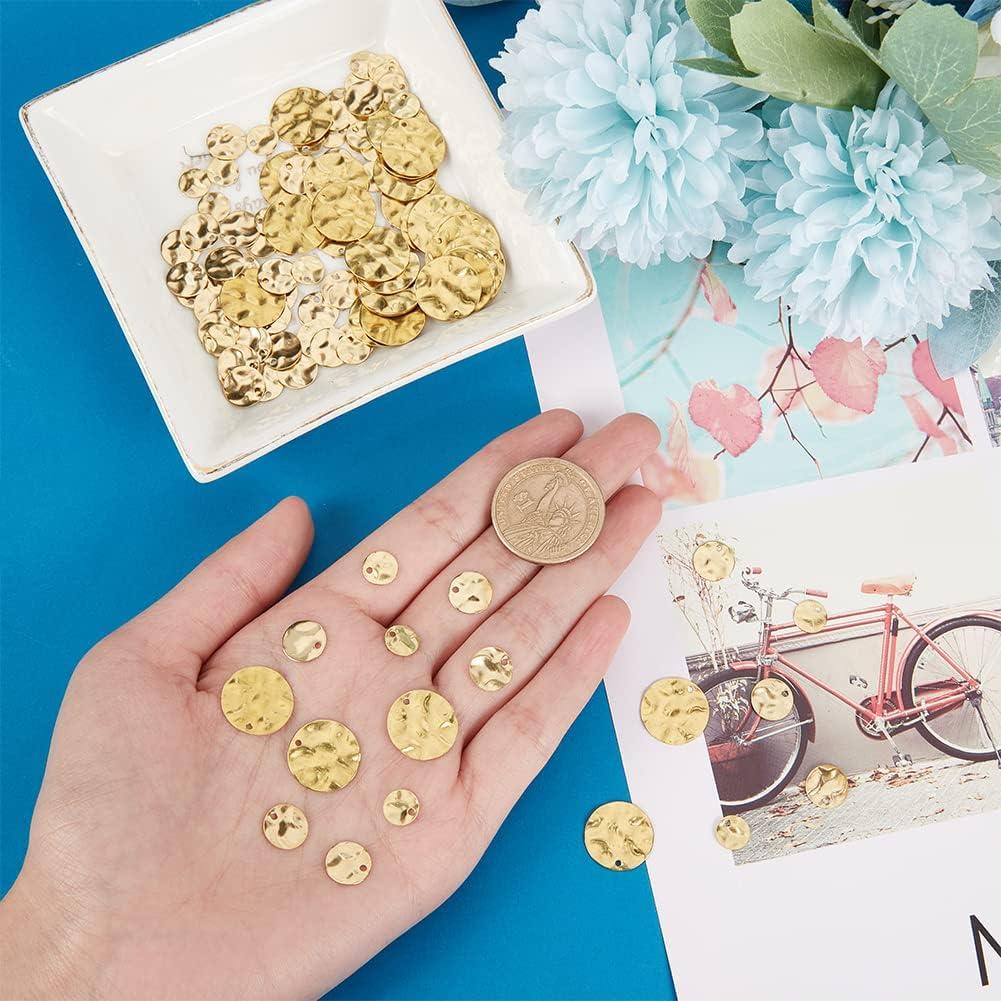 120 Encantos de Monedas Doradas WEBEEDY para Joyería 8mm 10mm 16mm