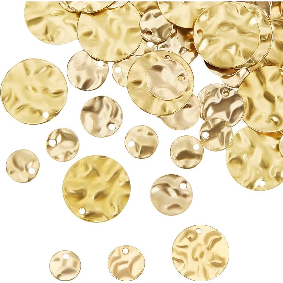 120 Encantos de Monedas Doradas WEBEEDY para Joyería 8mm 10mm 16mm