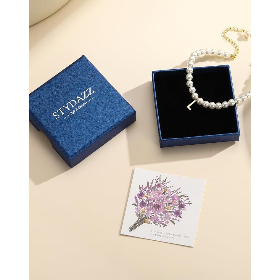 Pulsera Inicial de Perla Dorada STYDAZZ Ajustable 14K