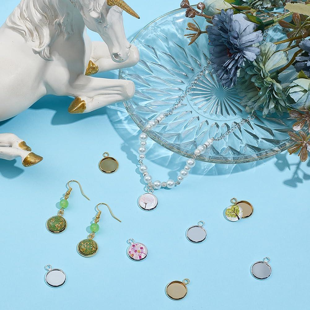 Caja 40Pcs Encantos Bezel Beebeecraft 12mm Acero Inoxidable