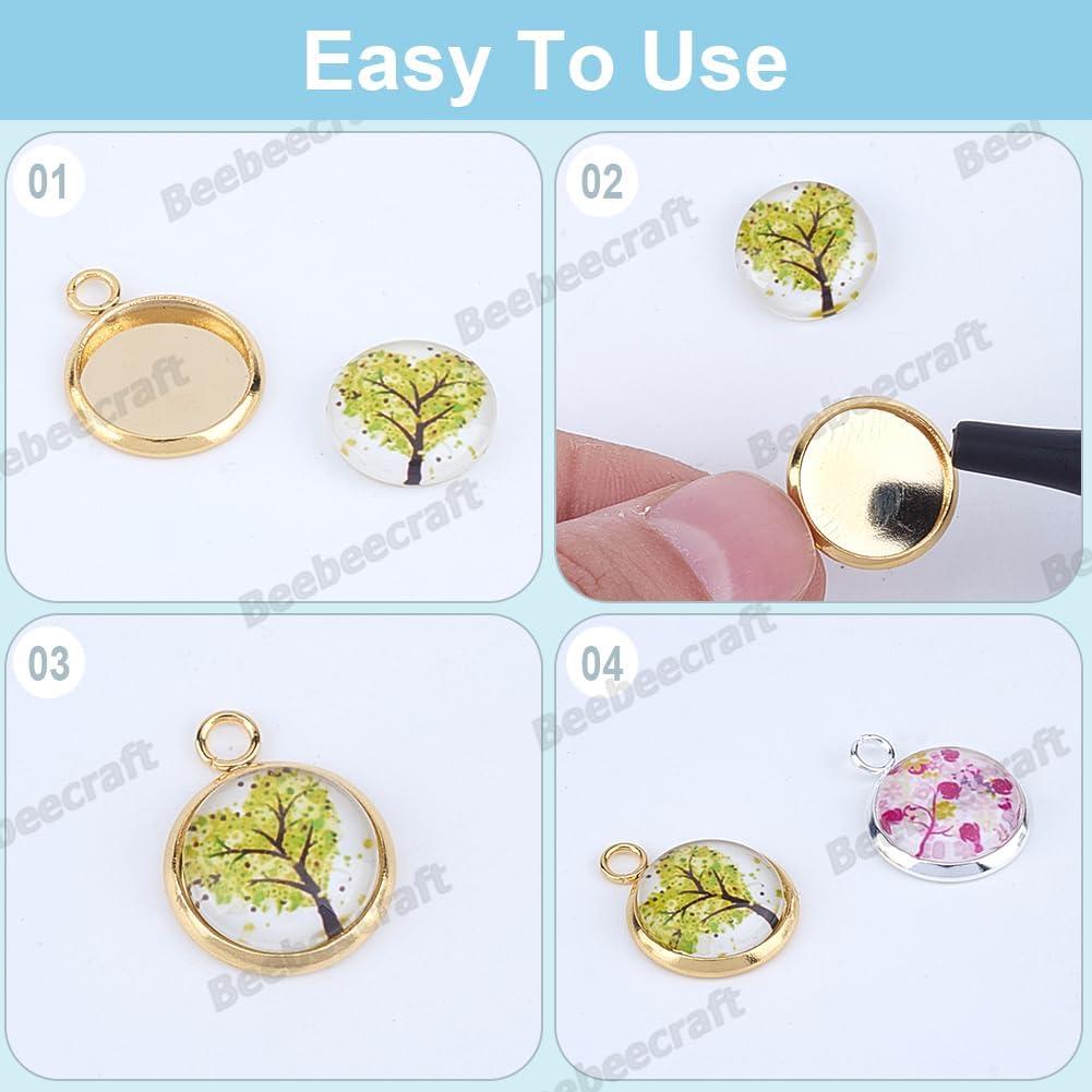 Caja 40Pcs Encantos Bezel Beebeecraft 12mm Acero Inoxidable