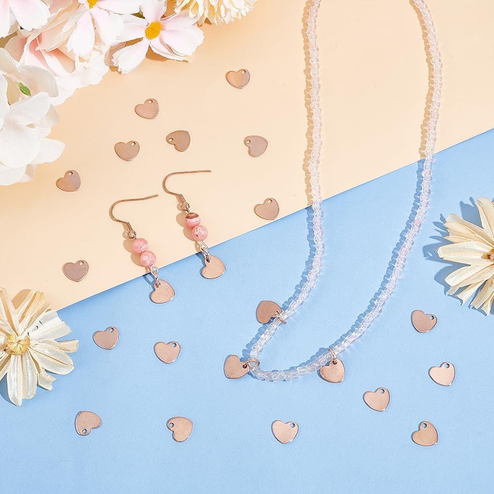 80 Piezas Encantos de Corazón Oro Rosa UNICRAFTALE 10x9mm