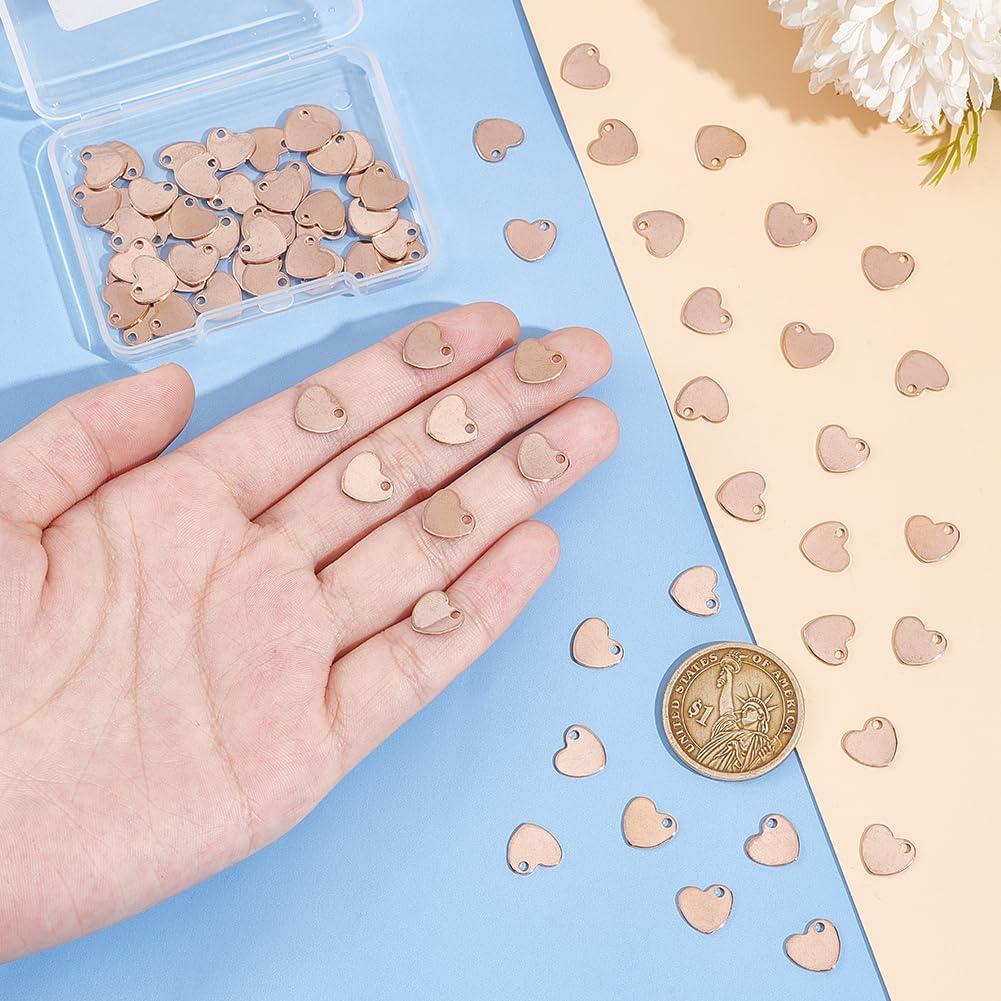 80 Piezas Encantos de Corazón Oro Rosa UNICRAFTALE 10x9mm