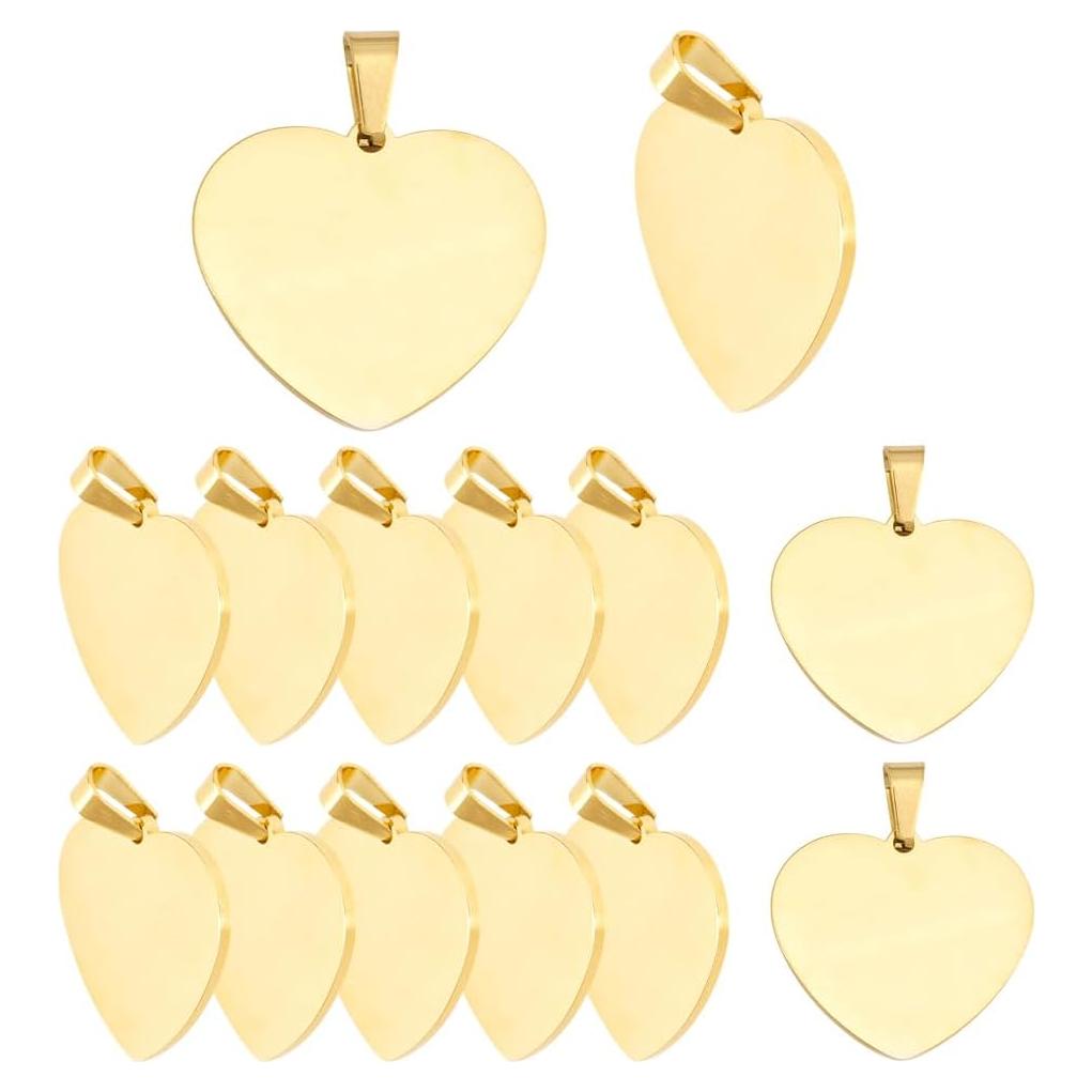 Colgantes de Acero Inoxidable DELORIGIN 25mm Corazón Dorado