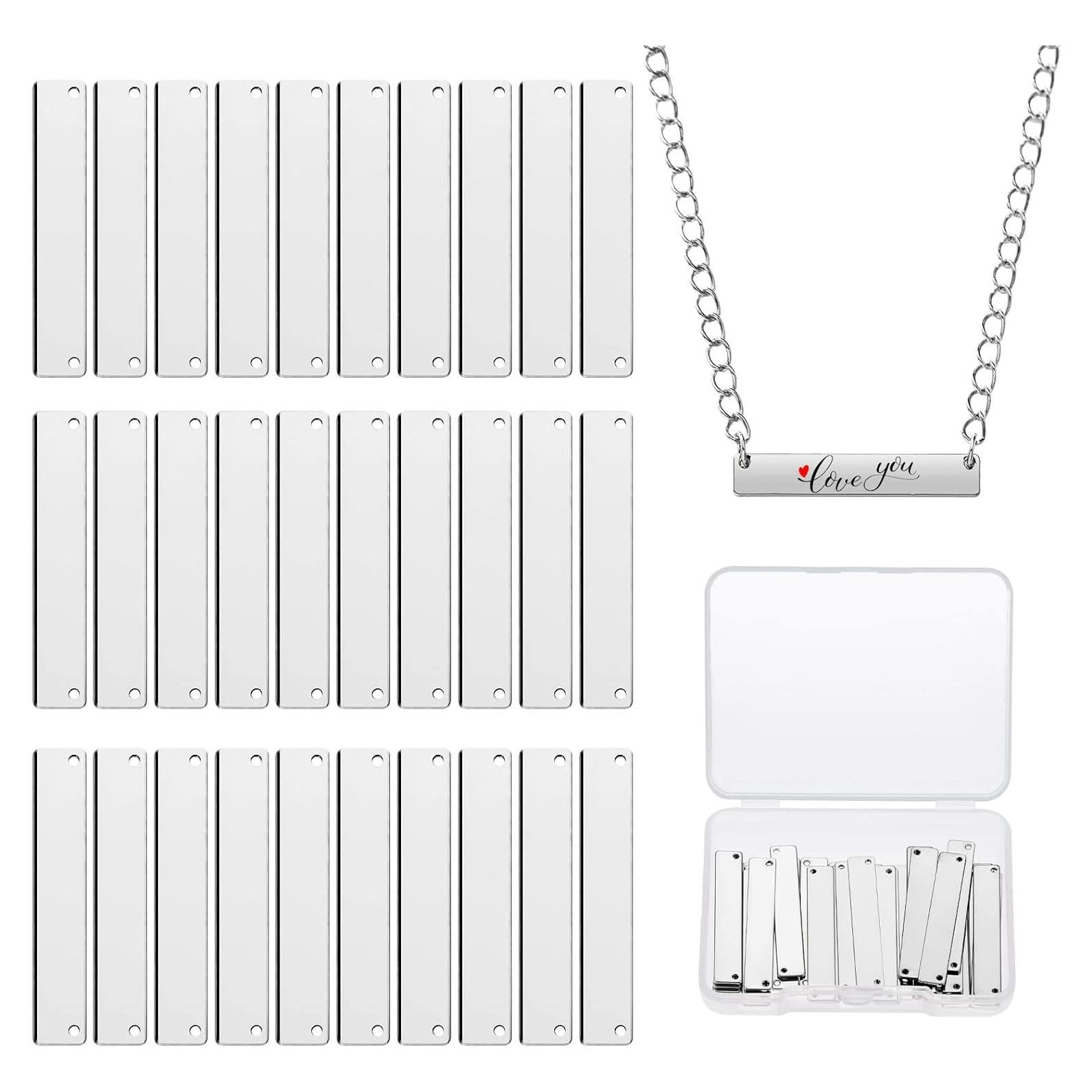 30 Etiquetas Colgantes Vacías Rectangulares Yaomiao Plata 35x6mm