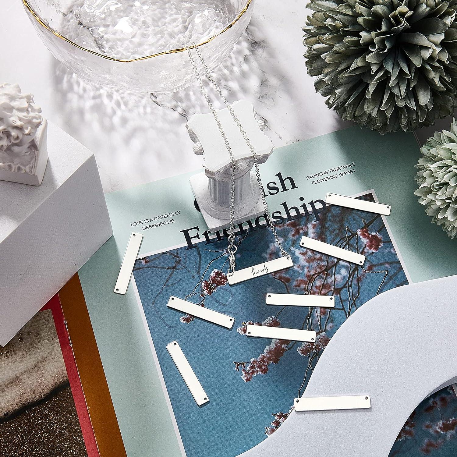 30 Etiquetas Colgantes Vacías Rectangulares Yaomiao Plata 35x6mm