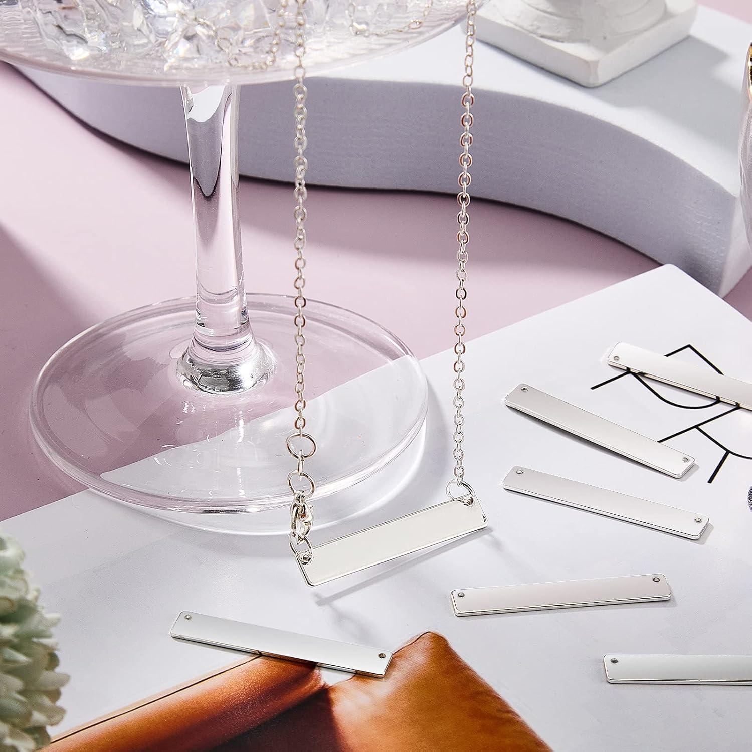 30 Etiquetas Colgantes Vacías Rectangulares Yaomiao Plata 35x6mm