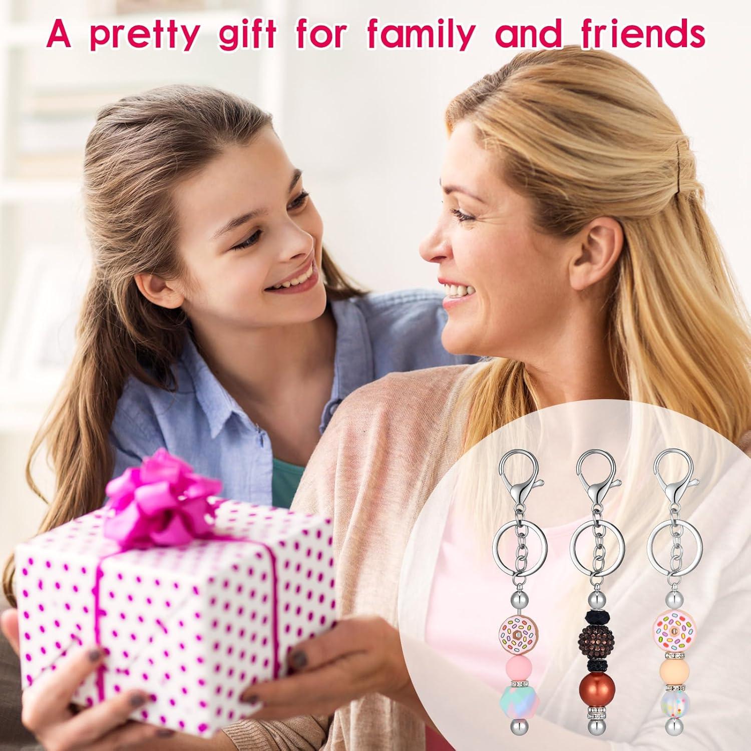 Kit de Llaveros DIY Sasylvia 60 Piezas Plata con Cuentas