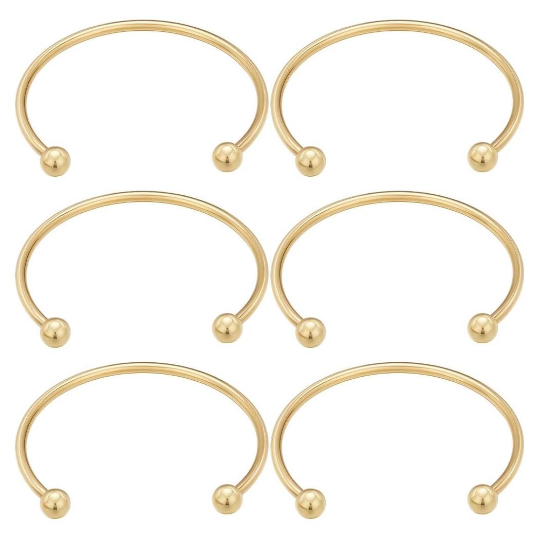 Beebeecraft 6 Piezas Pulseras Abiertas Latón Baño Oro 18K