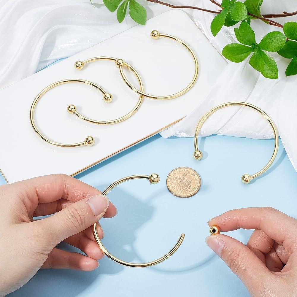 Beebeecraft 6 Piezas Pulseras Abiertas Latón Baño Oro 18K