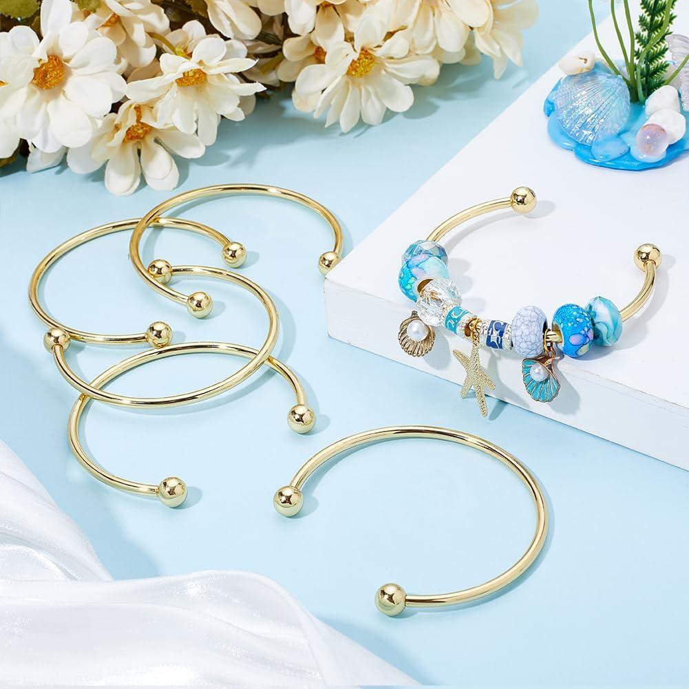 Beebeecraft 6 Piezas Pulseras Abiertas Latón Baño Oro 18K