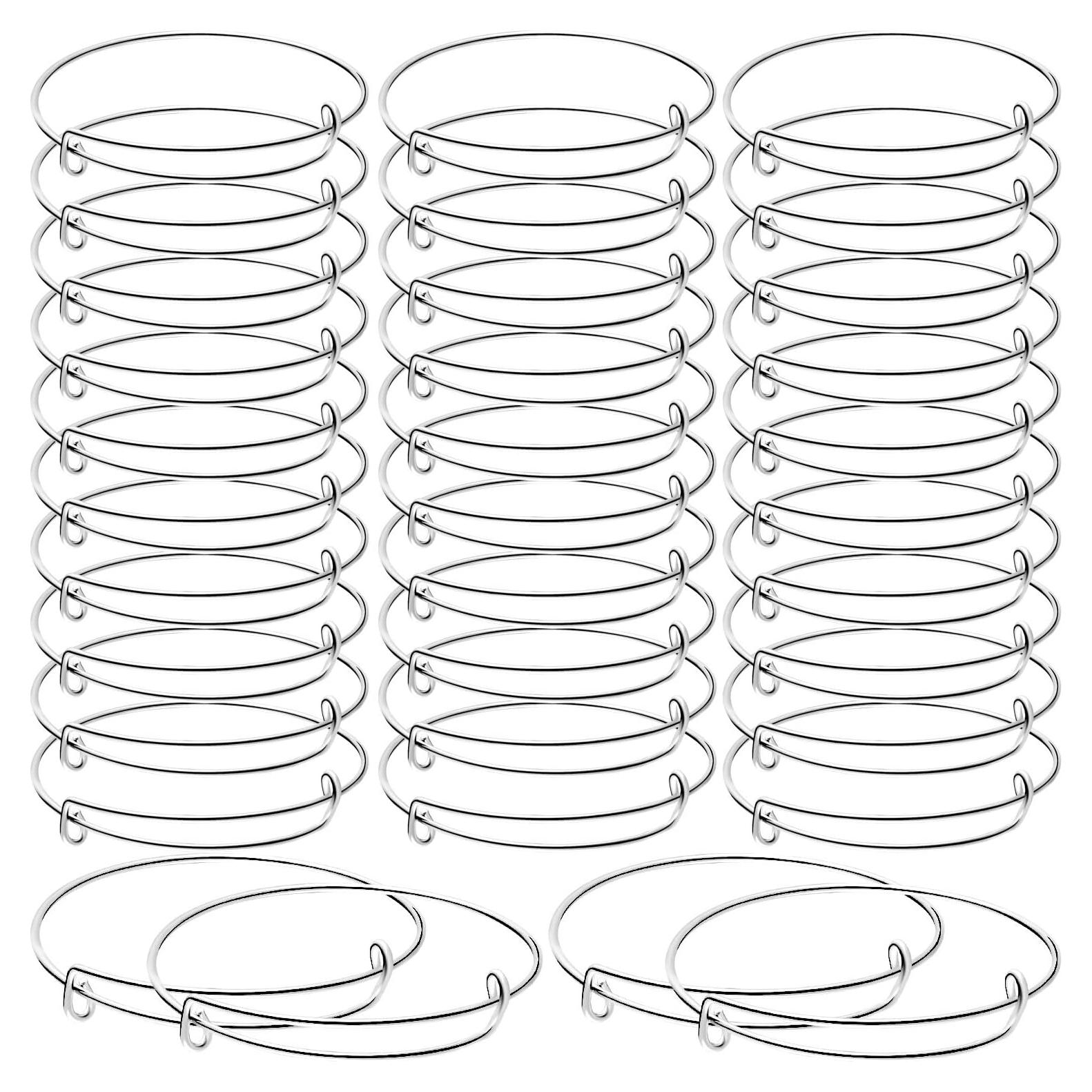 30 Pulseras Expandibles Ajustables Hicarer Plata DIY Joyería