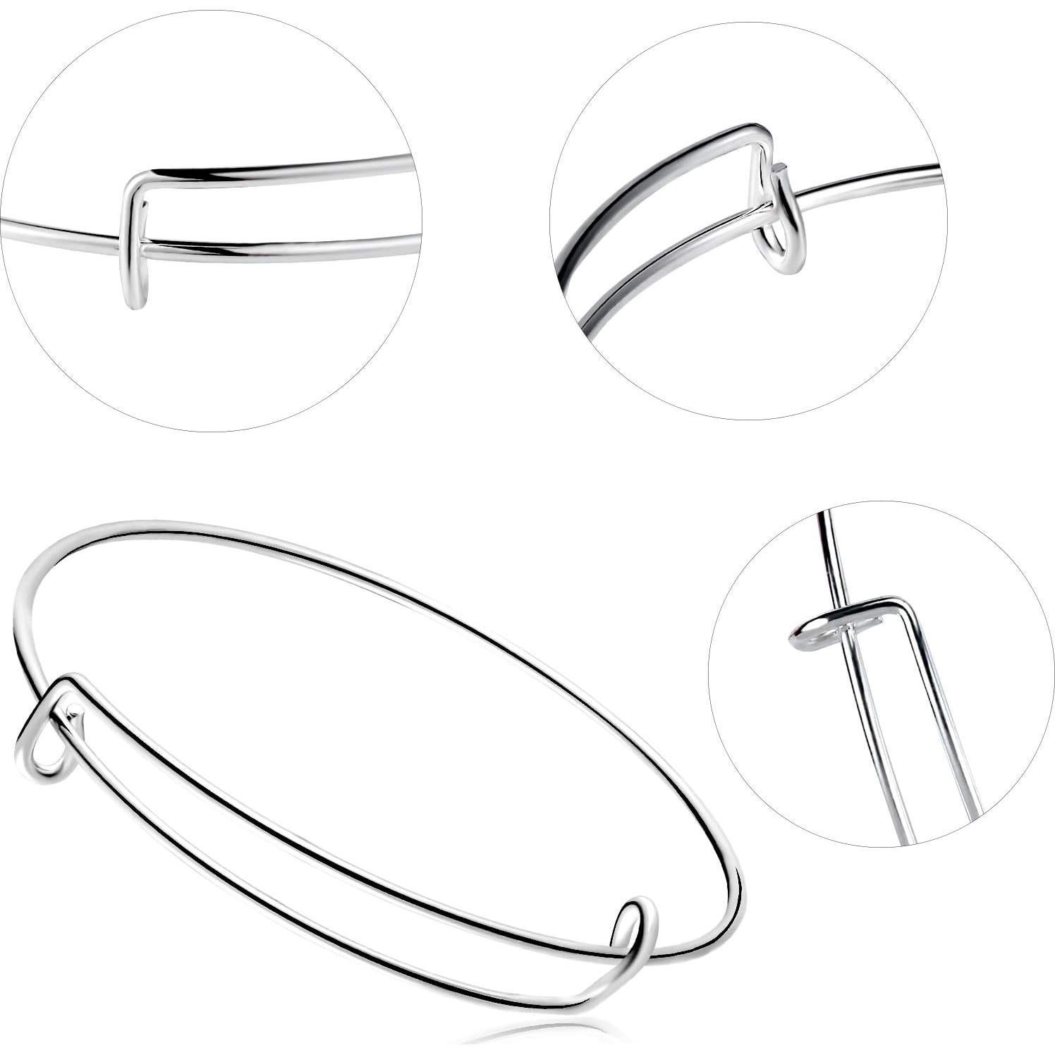 30 Pulseras Expandibles Ajustables Hicarer Plata DIY Joyería