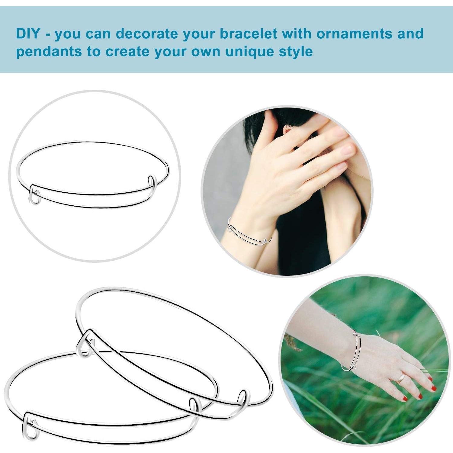 30 Pulseras Expandibles Ajustables Hicarer Plata DIY Joyería