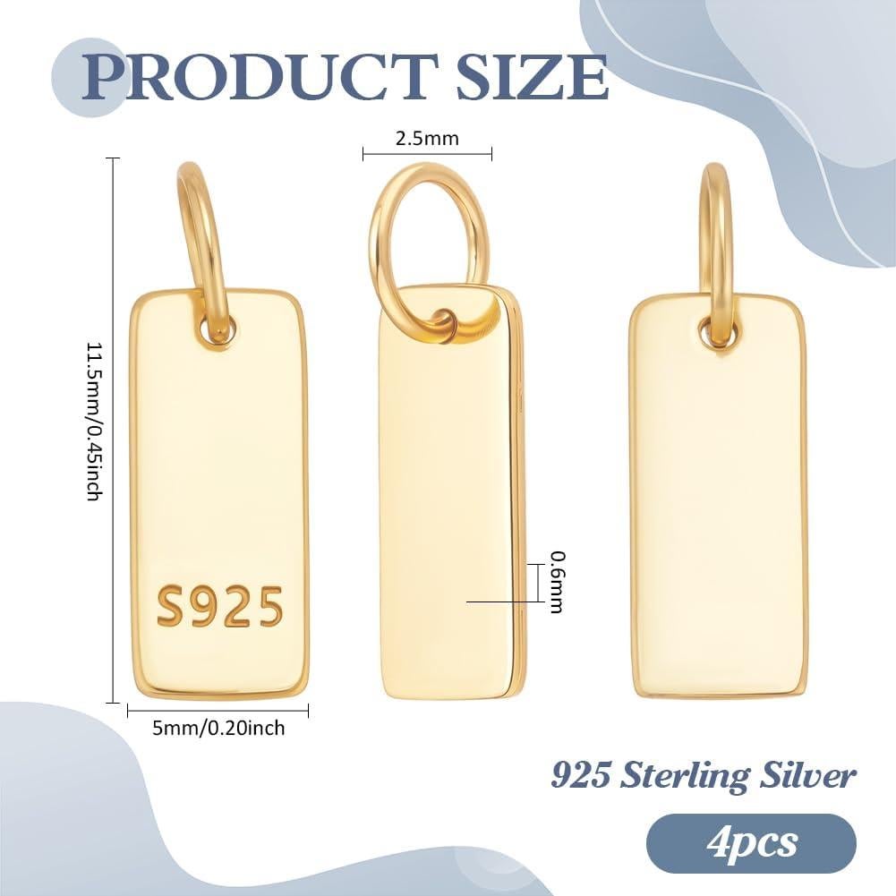 4PCS Encantos de Plata Esterlina 925 PH PandaHall 11.5x5mm