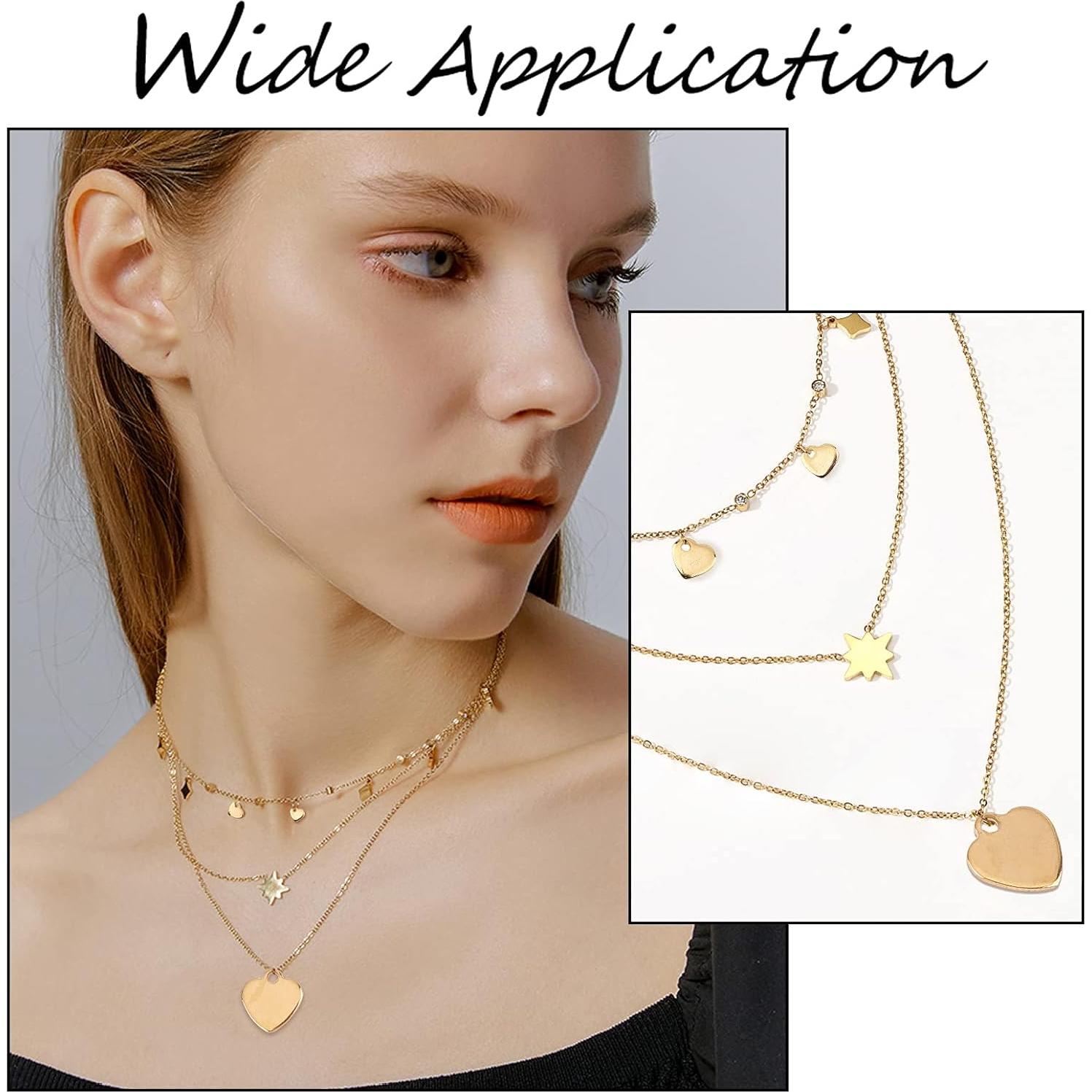 50 Piezas Encantos Corazón Dorado UNICRAFTALE Acero Inoxidable 9.5mm