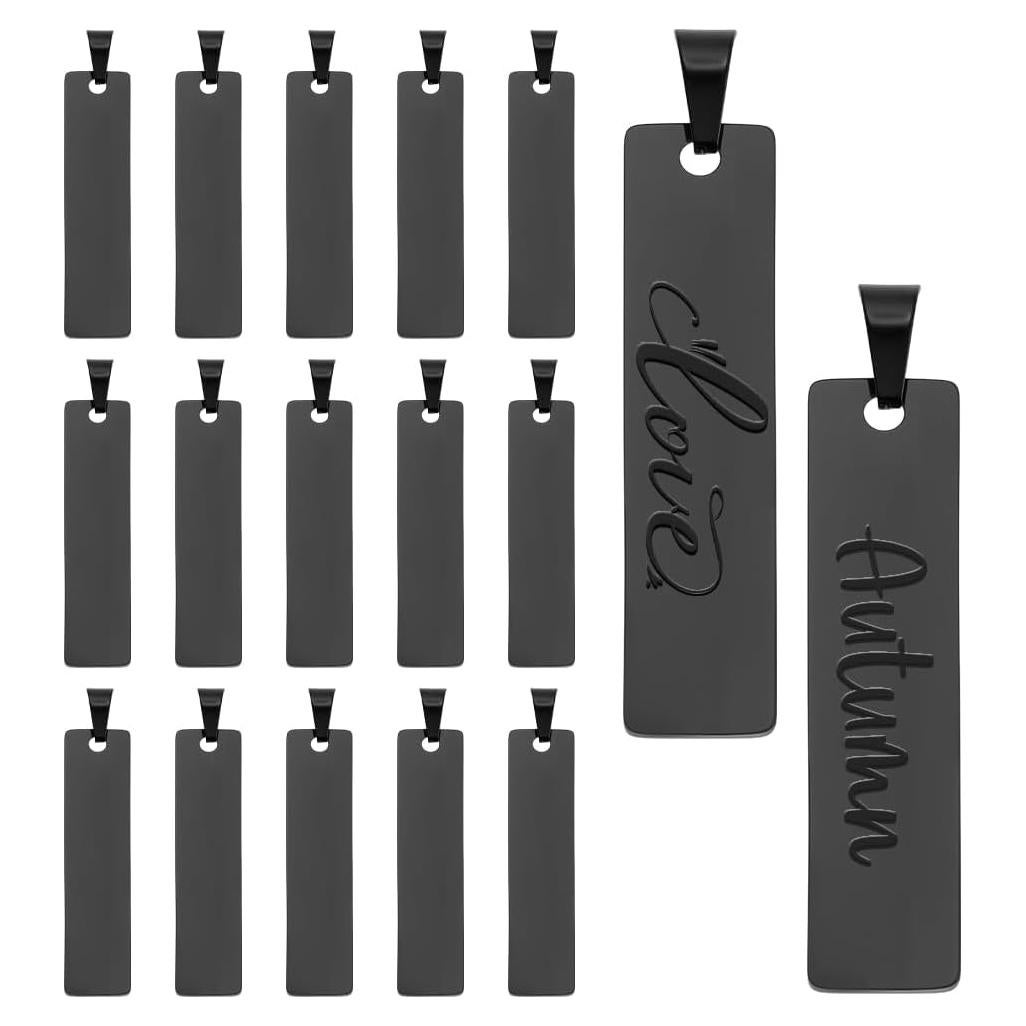 15 Etiquetas en Blanco de Acero Inoxidable 41x10mm para Joyería