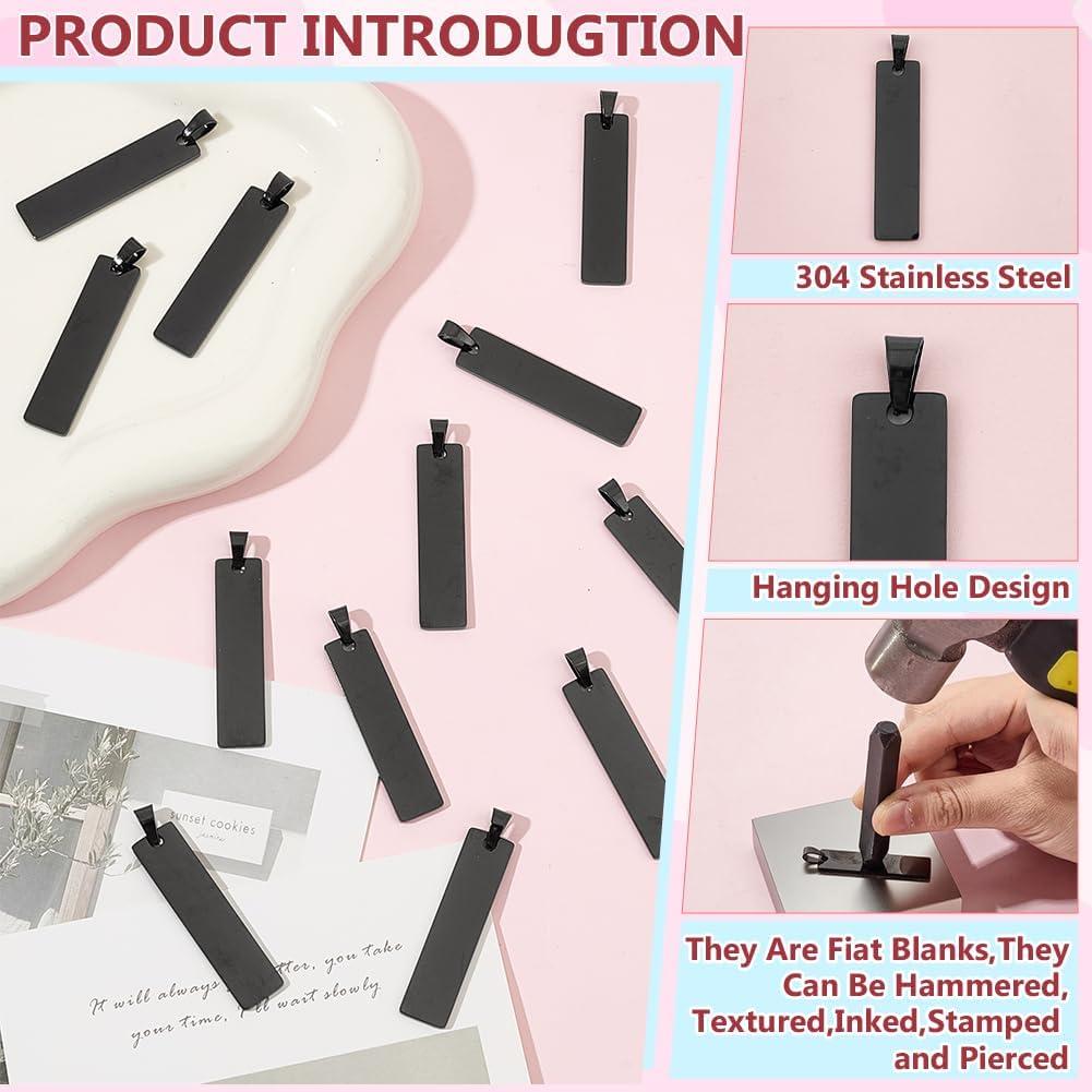 15 Etiquetas en Blanco de Acero Inoxidable 41x10mm para Joyería