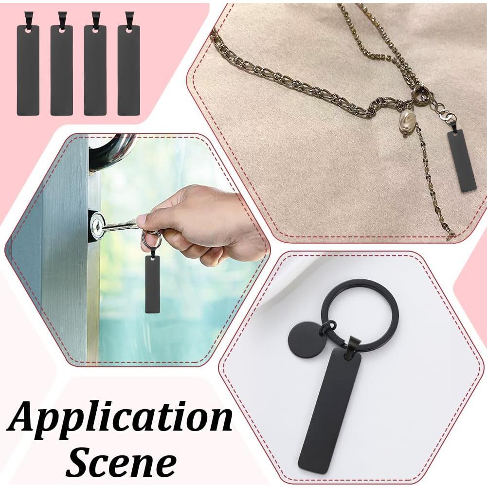 15 Etiquetas en Blanco de Acero Inoxidable 41x10mm para Joyería