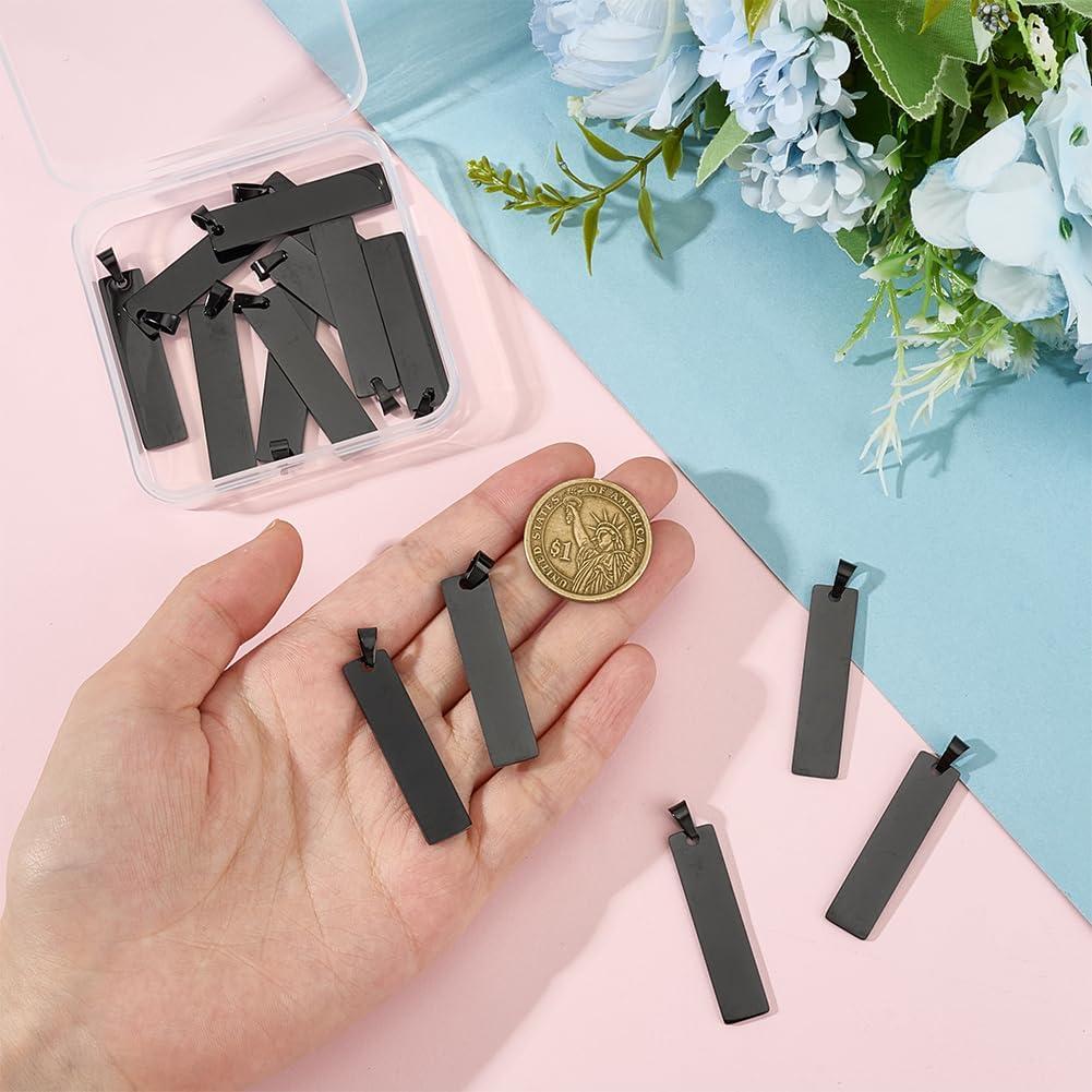 15 Etiquetas en Blanco de Acero Inoxidable 41x10mm para Joyería