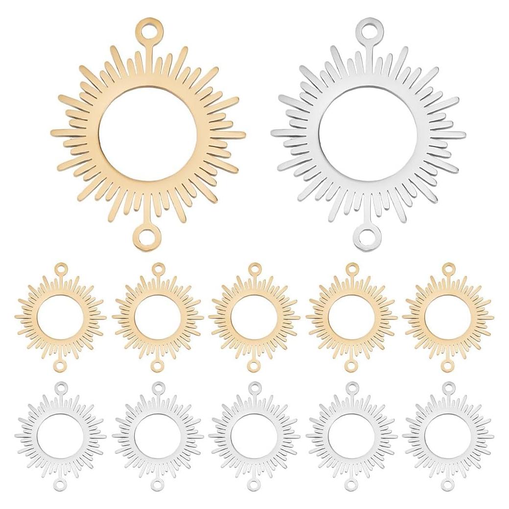 12 Piezas Encantos de Conector Solar Beinkmake para Joyería DIY