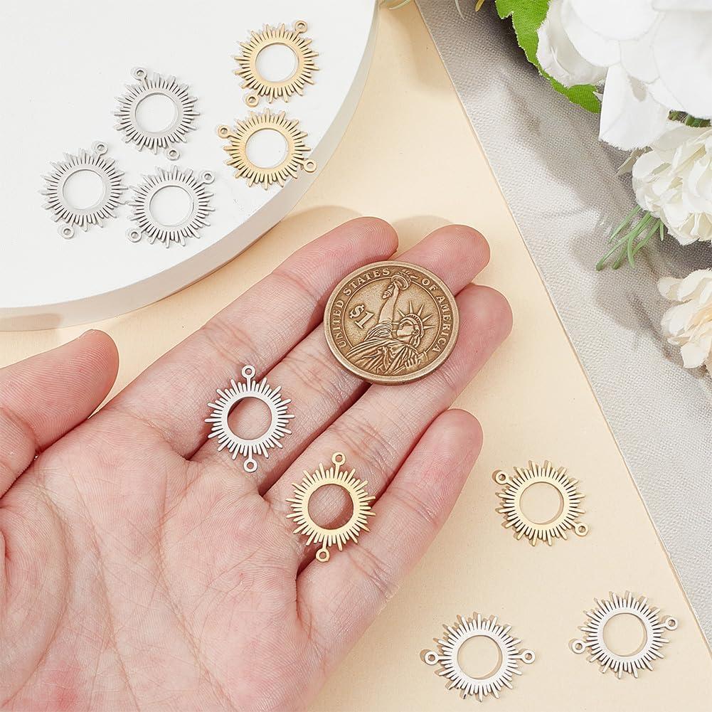 12 Piezas Encantos de Conector Solar Beinkmake para Joyería DIY