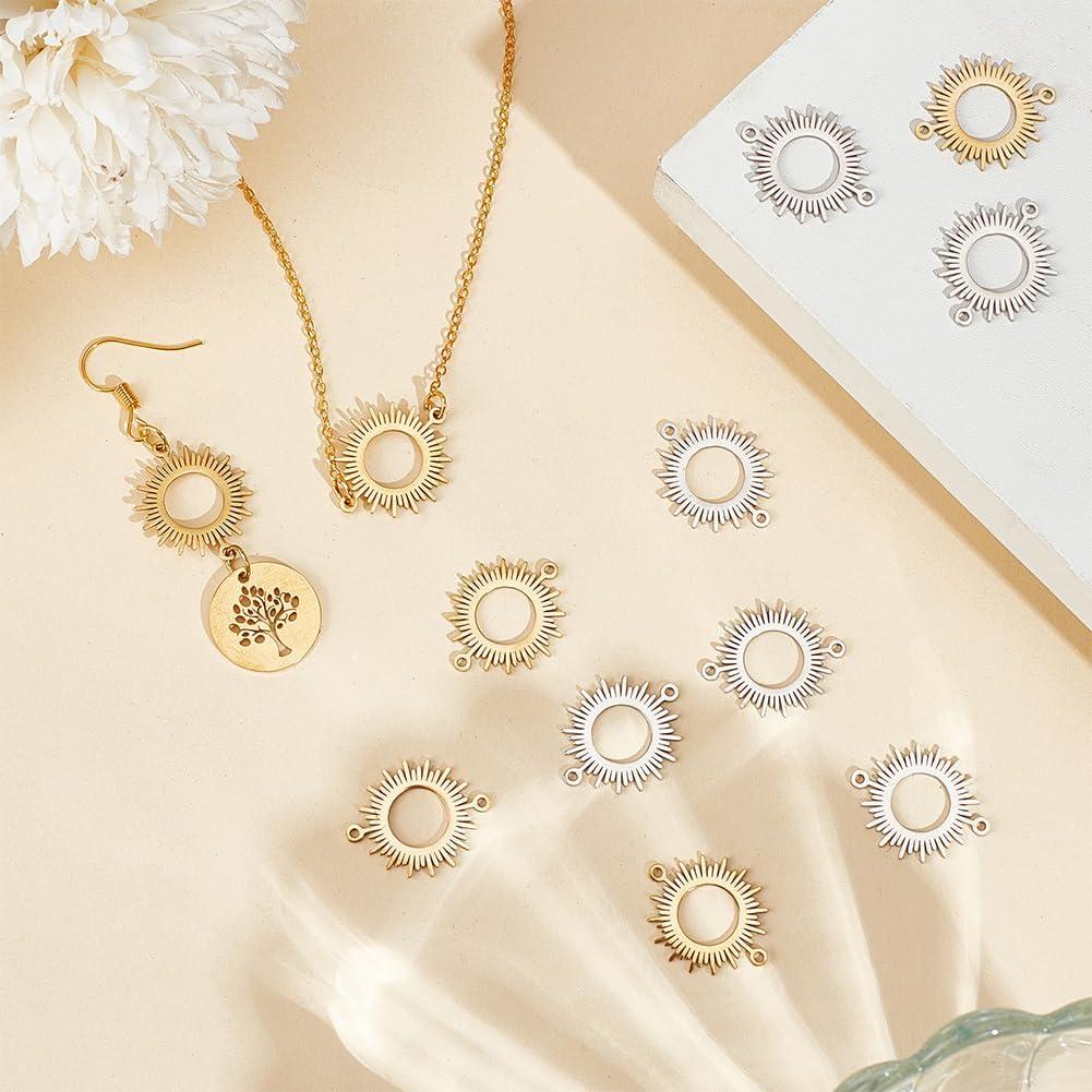 12 Piezas Encantos de Conector Solar Beinkmake para Joyería DIY