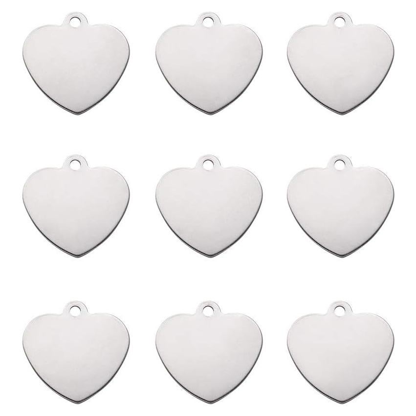 10 Colgantes de Corazón de Acero Inoxidable Cheriswelry 30x29mm