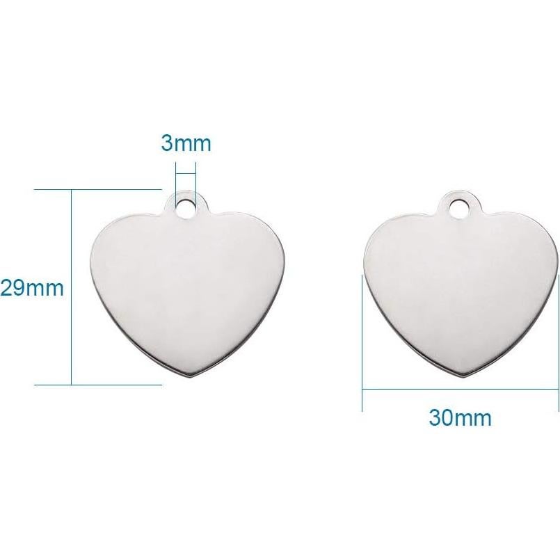 10 Colgantes de Corazón de Acero Inoxidable Cheriswelry 30x29mm