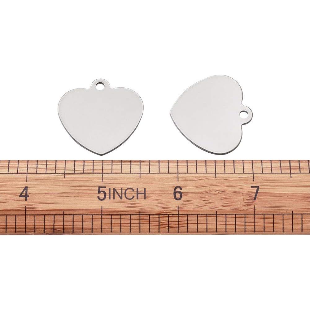 10 Colgantes de Corazón de Acero Inoxidable Cheriswelry 30x29mm