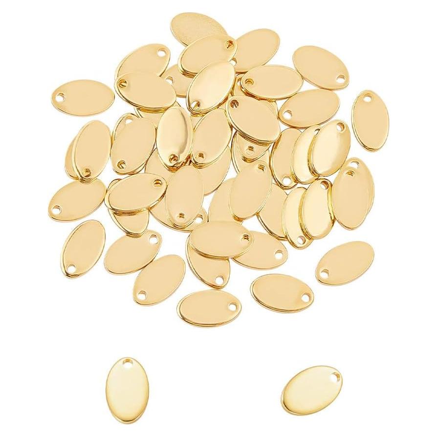 50 Colgantes Ovalados Dorados UNICRAFTALE de Acero Inoxidable 12.5mm