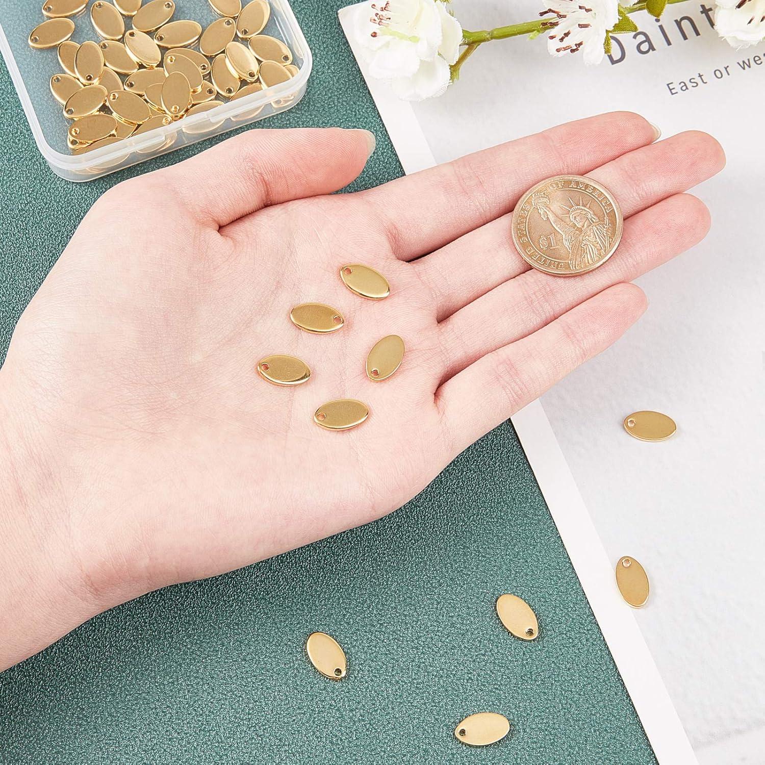 50 Colgantes Ovalados Dorados UNICRAFTALE de Acero Inoxidable 12.5mm