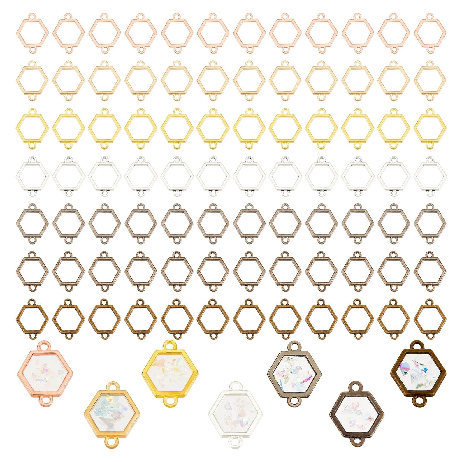 Conectores Abiertos Hexagonales PandaHall 168 Piezas 21x16mm