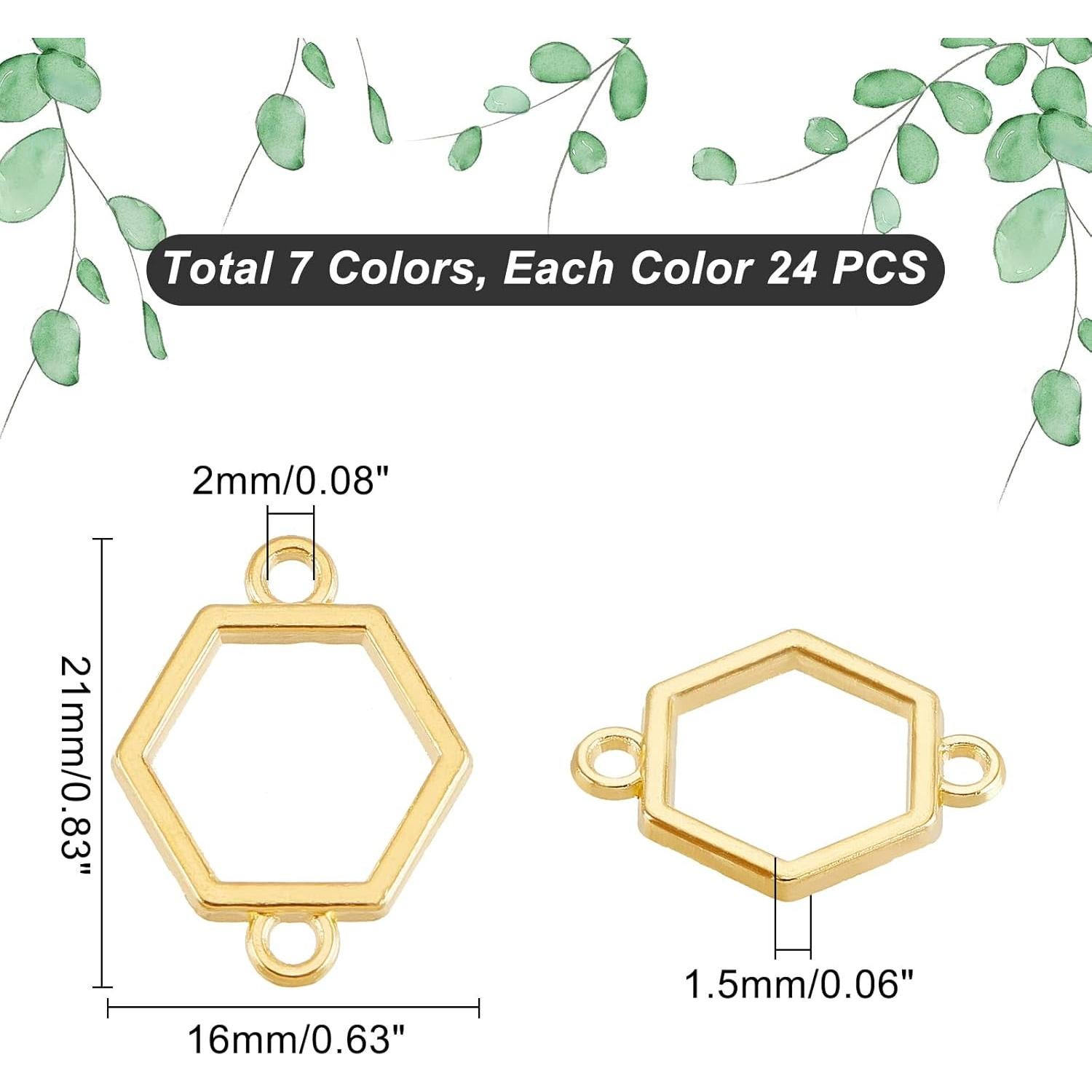 Conectores Abiertos Hexagonales PandaHall 168 Piezas 21x16mm