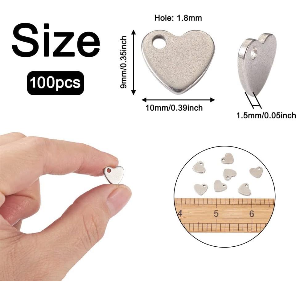 Colgantes Corazón Fashewelry 100 Pcs Acero Inoxidable 10x9mm