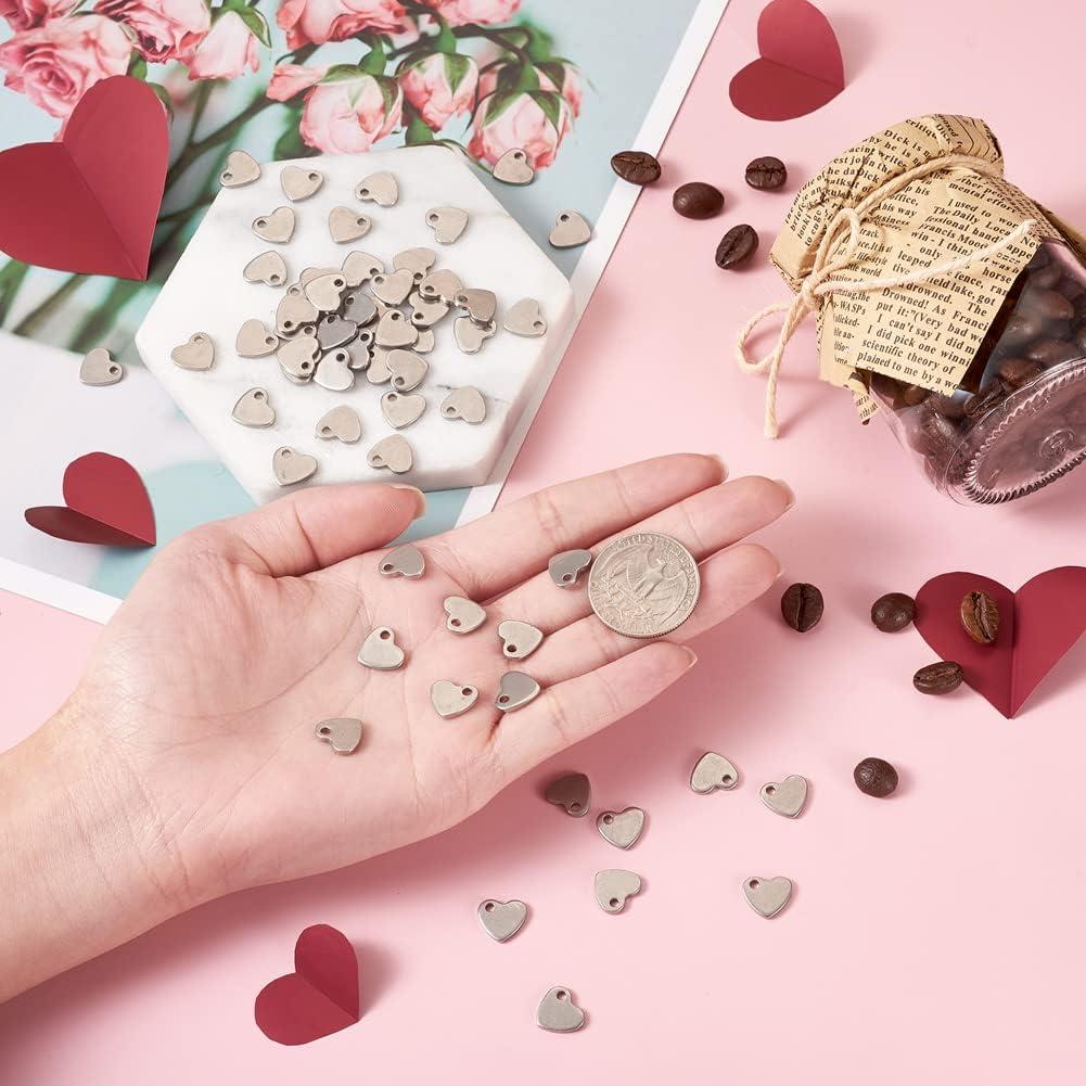 Colgantes Corazón Fashewelry 100 Pcs Acero Inoxidable 10x9mm