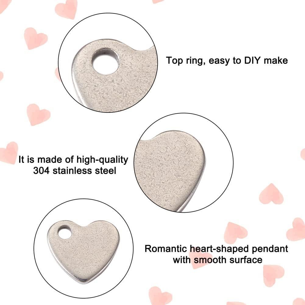 Colgantes Corazón Fashewelry 100 Pcs Acero Inoxidable 10x9mm