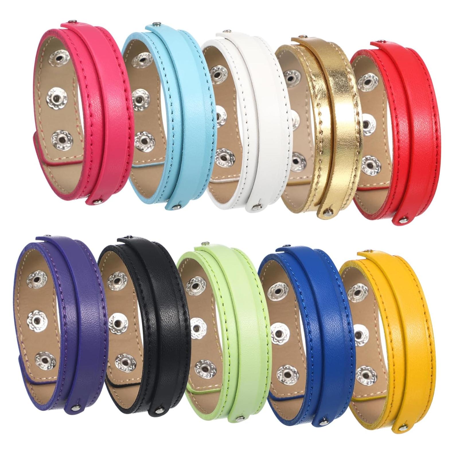 Pulseras de Cuero Angoily 10 Piezas DIY Ajustables Blancas