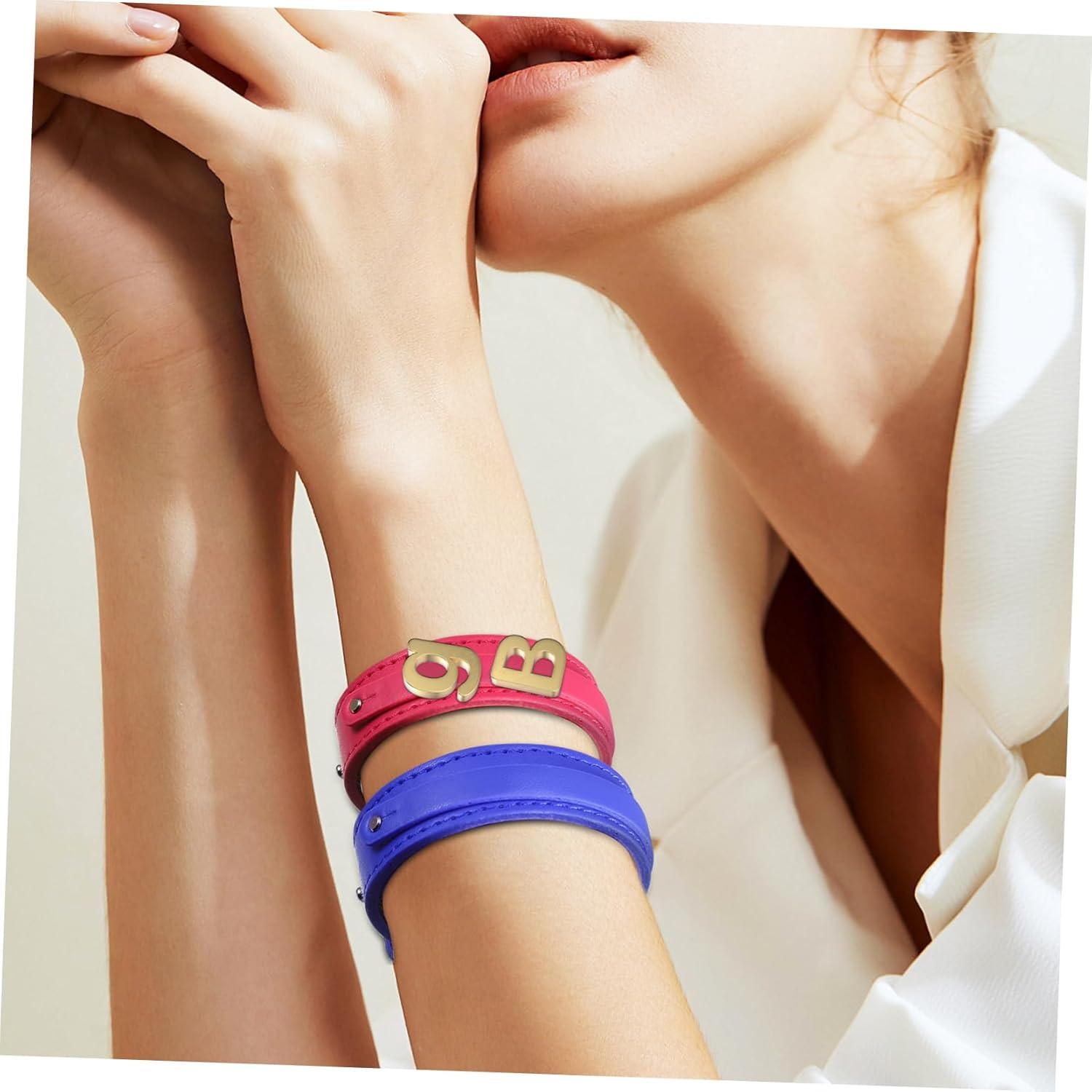 Pulseras de Cuero Angoily 10 Piezas DIY Ajustables Blancas