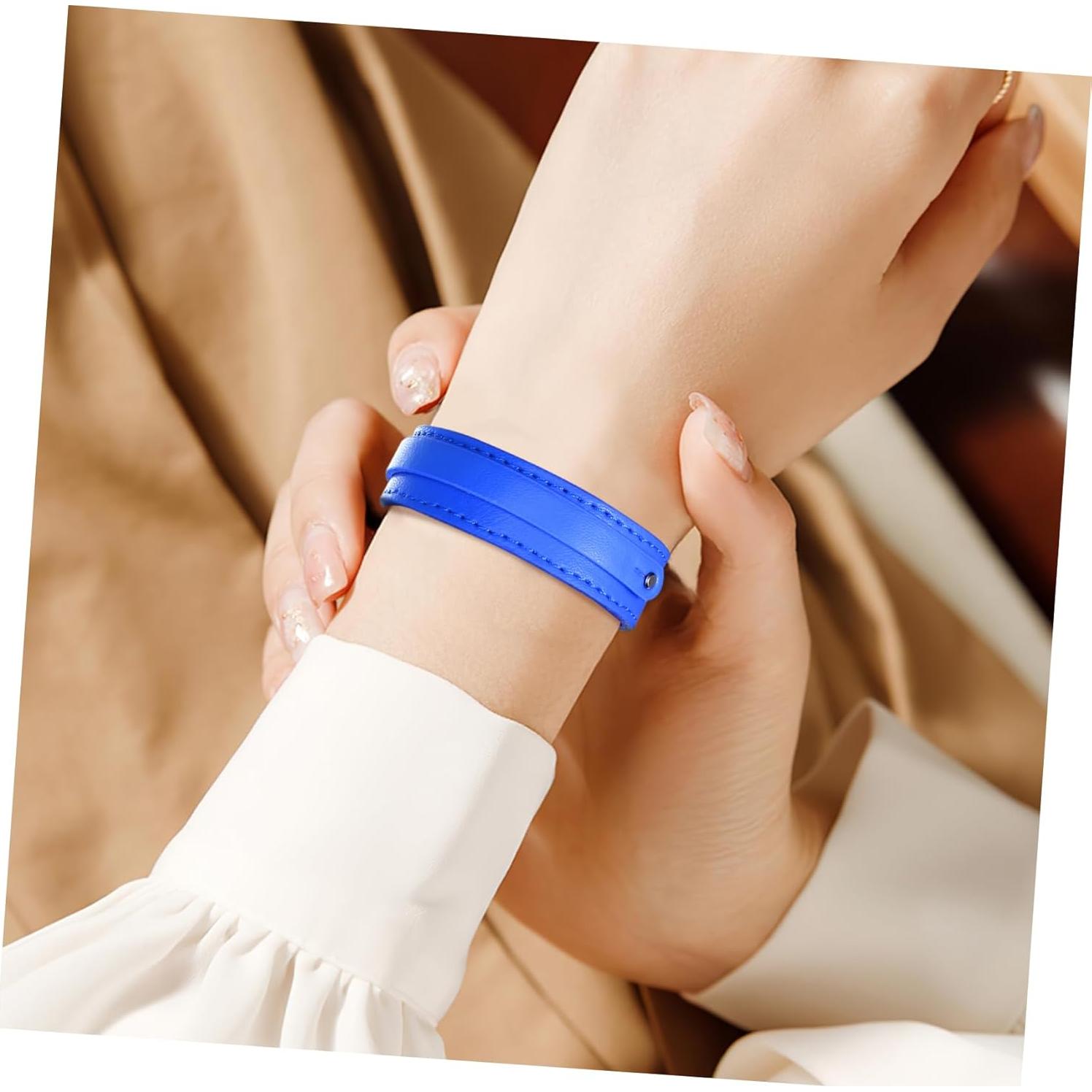 Pulseras de Cuero Angoily 10 Piezas DIY Ajustables Blancas